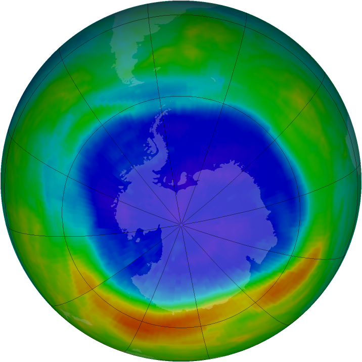 Antarctic ozone map for 16 September 2004